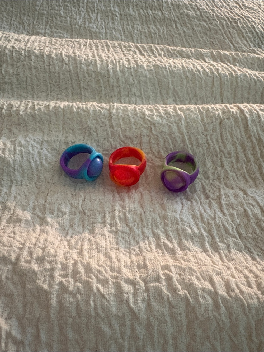 Kids Silicone Fidget Rings Set - Purple, Blue, Red